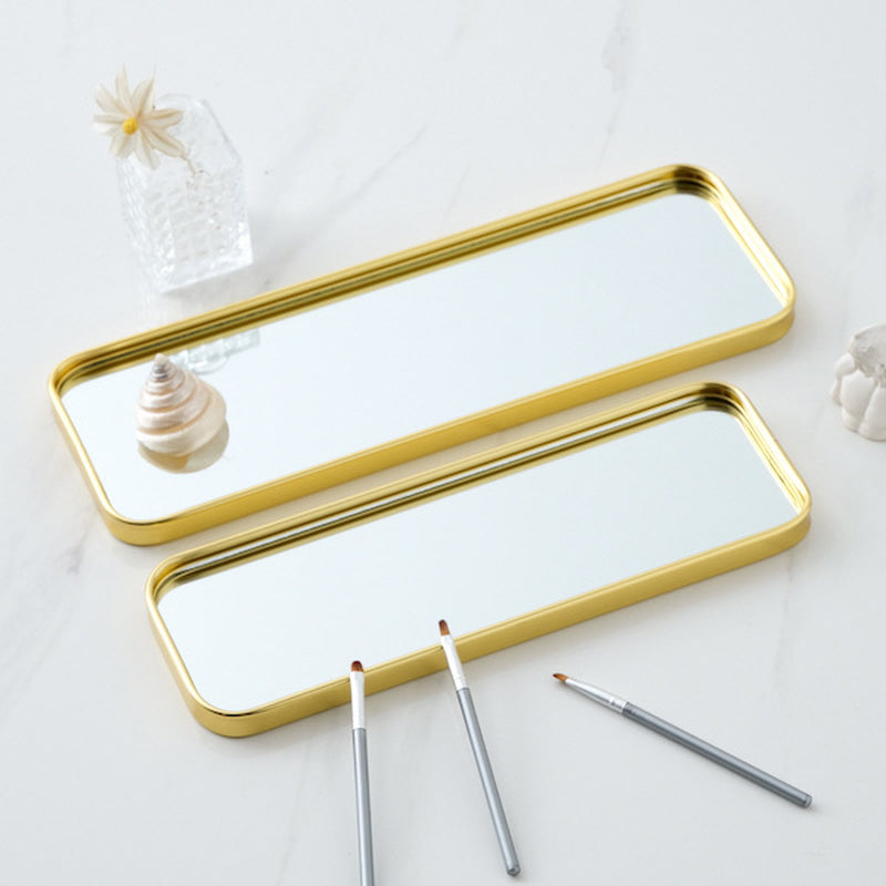 Metallic Glass Mirror Tray Jewelry and Cosmetics Storage Tray