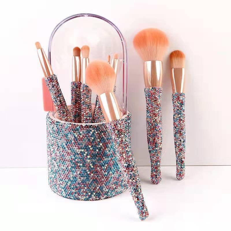 Light Luxury Diamond-Embedded Makeup Brush Set 8 High-End Makeup Brushes Suit