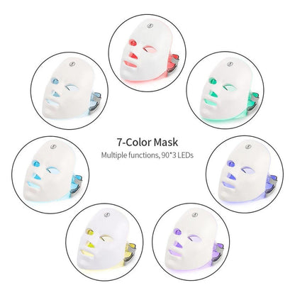 7 Color LED Light Photon Face Mask Neck Rejuvenation Skin Facial Wrinkle Therapy
