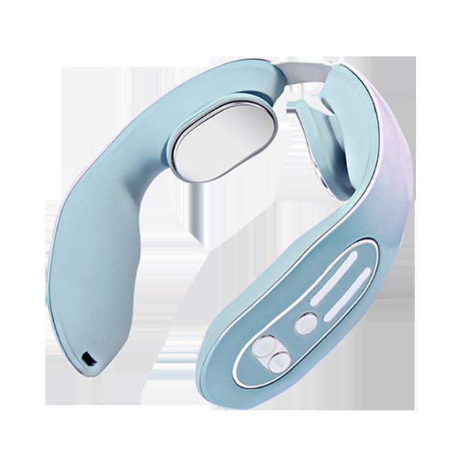 EMS Neck Acupoints Lymphvity Massager Device Intelligent Neck Massager with Heat Blue Hot Design