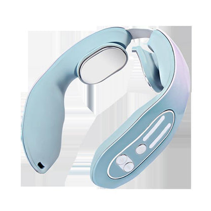 EMS Neck Acupoints Lymphvity Massager Device Intelligent Neck Massager with Heat Blue Hot Design