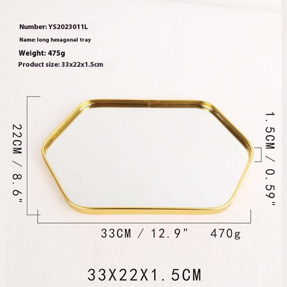 Metallic Glass Mirror Tray Jewelry and Cosmetics Storage Tray