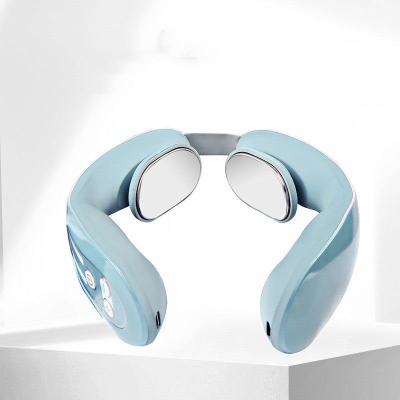 EMS Neck Acupoints Lymphvity Massager Device Intelligent Neck Massager with Heat Blue Hot Design