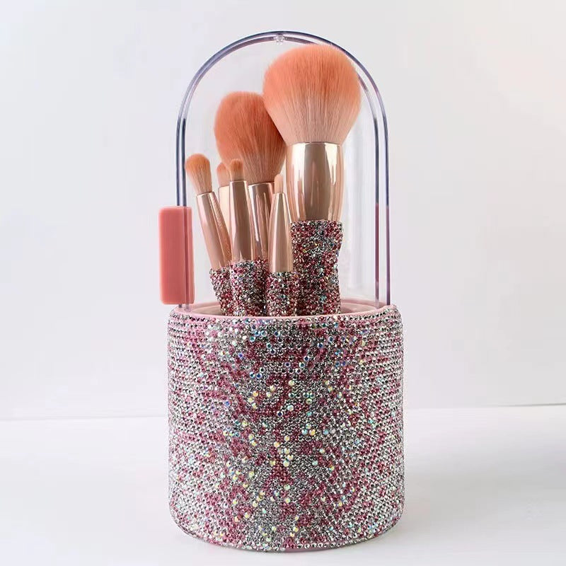 Light Luxury Diamond-Embedded Makeup Brush Set 8 High-End Makeup Brushes Suit