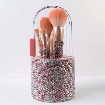 Light Luxury Diamond-Embedded Makeup Brush Set 8 High-End Makeup Brushes Suit