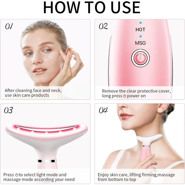 Facial and Neck Massager, Pink Neck Beauty Device