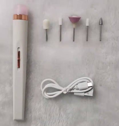 5In1 Manicure Machine Set Electric Nail Drill Polisher Cordless USB Rechargeable with LED Cutters Mill for Manicure Pedicure Accessor