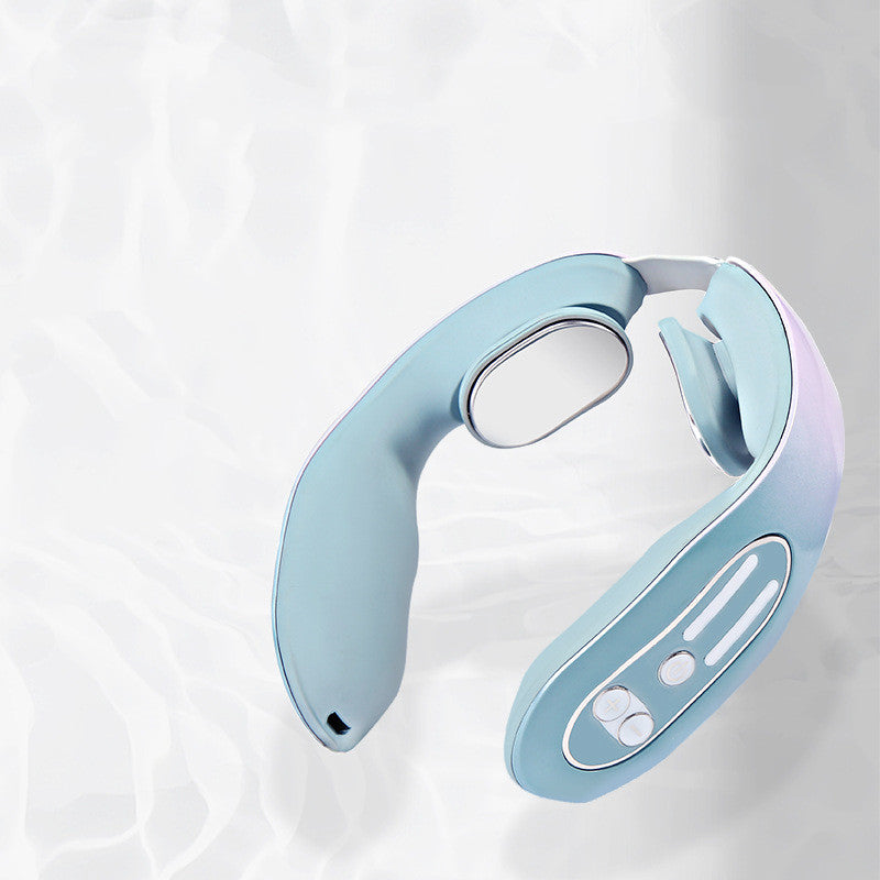 EMS Neck Acupoints Lymphvity Massager Device Intelligent Neck Massager with Heat Blue Hot Design
