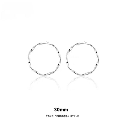 1 Pair 999 Sterling Silver Mobius Hoop Earrings, Minimalist Style, Perfect for Daily Wear and Valentine'S Gift