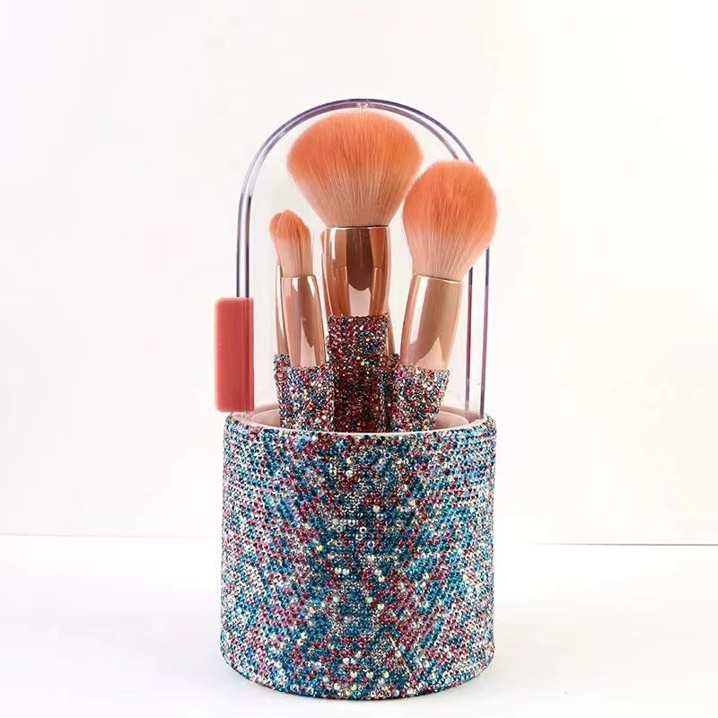 Light Luxury Diamond-Embedded Makeup Brush Set 8 High-End Makeup Brushes Suit