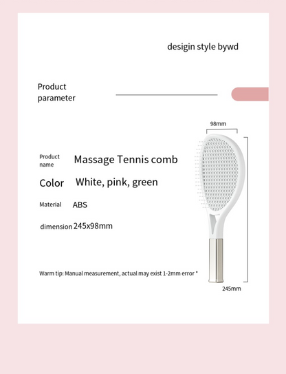 Hair Comb Tennis Racket Fluffy Combs High Skull Top Hair Artifact Airbag Cushion Massage Comb Barber Tools Hair Detangler Hairbrush for Thick Hair Self Cleaning Curly Hair Brush for Curly Hair