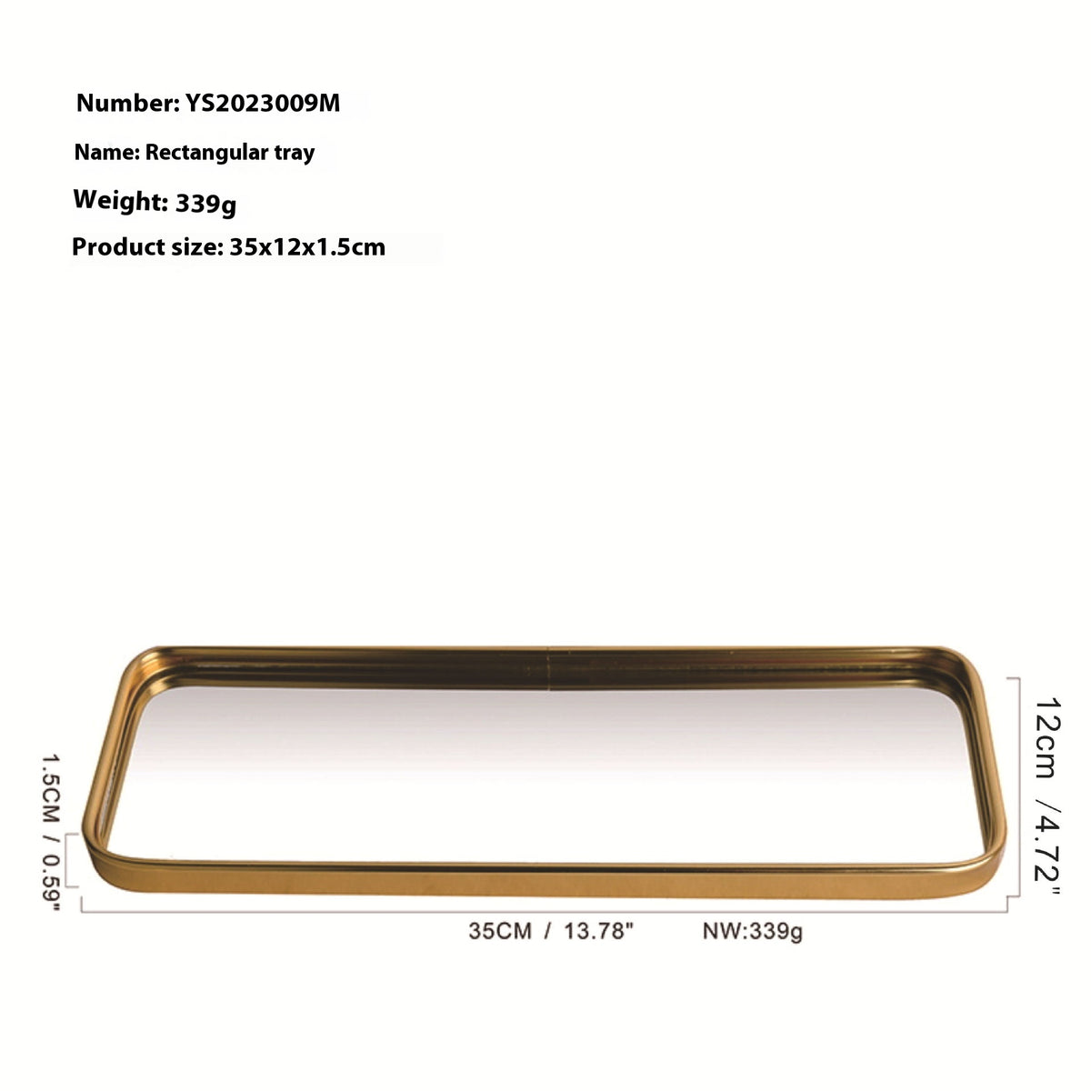 Metallic Glass Mirror Tray Jewelry and Cosmetics Storage Tray