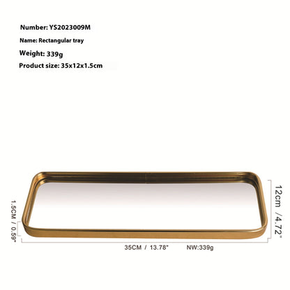 Metallic Glass Mirror Tray Jewelry and Cosmetics Storage Tray