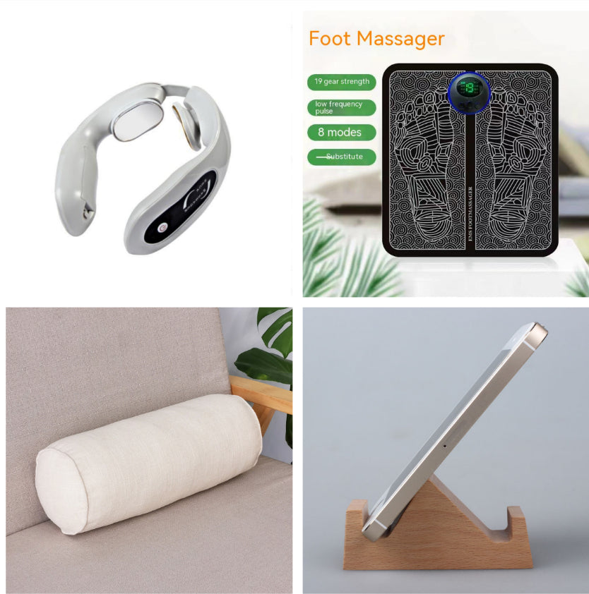 EMS Neck Acupoints Lymphvity Massager Device Intelligent Neck Massager with Heat Blue Hot Design