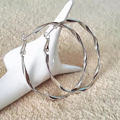 1 Pair 999 Sterling Silver Mobius Hoop Earrings, Minimalist Style, Perfect for Daily Wear and Valentine'S Gift