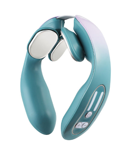 EMS Neck Acupoints Lymphvity Massager Device Intelligent Neck Massager with Heat Blue Hot Design