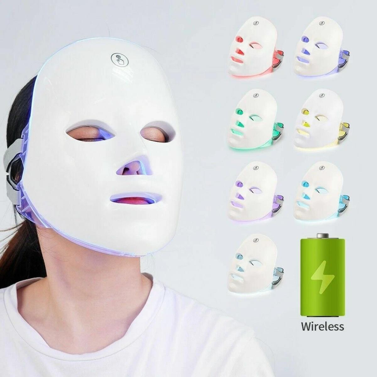7 Color LED Light Photon Face Mask Neck Rejuvenation Skin Facial Wrinkle Therapy