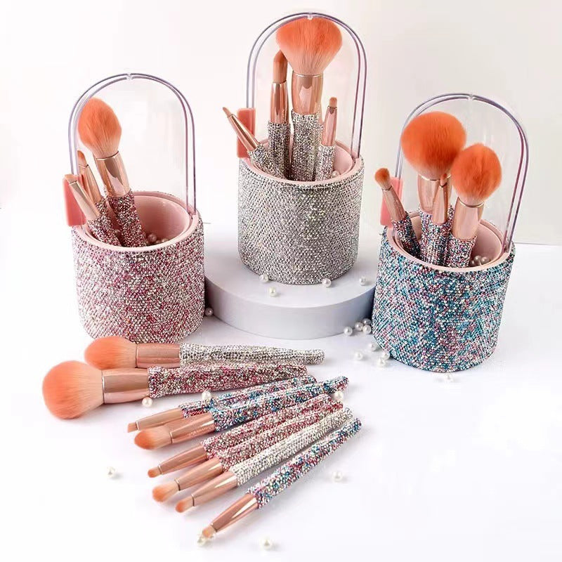 Light Luxury Diamond-Embedded Makeup Brush Set 8 High-End Makeup Brushes Suit