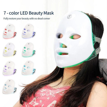 7 Color LED Light Photon Face Mask Neck Rejuvenation Skin Facial Wrinkle Therapy