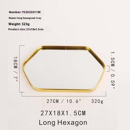 Metallic Glass Mirror Tray Jewelry and Cosmetics Storage Tray