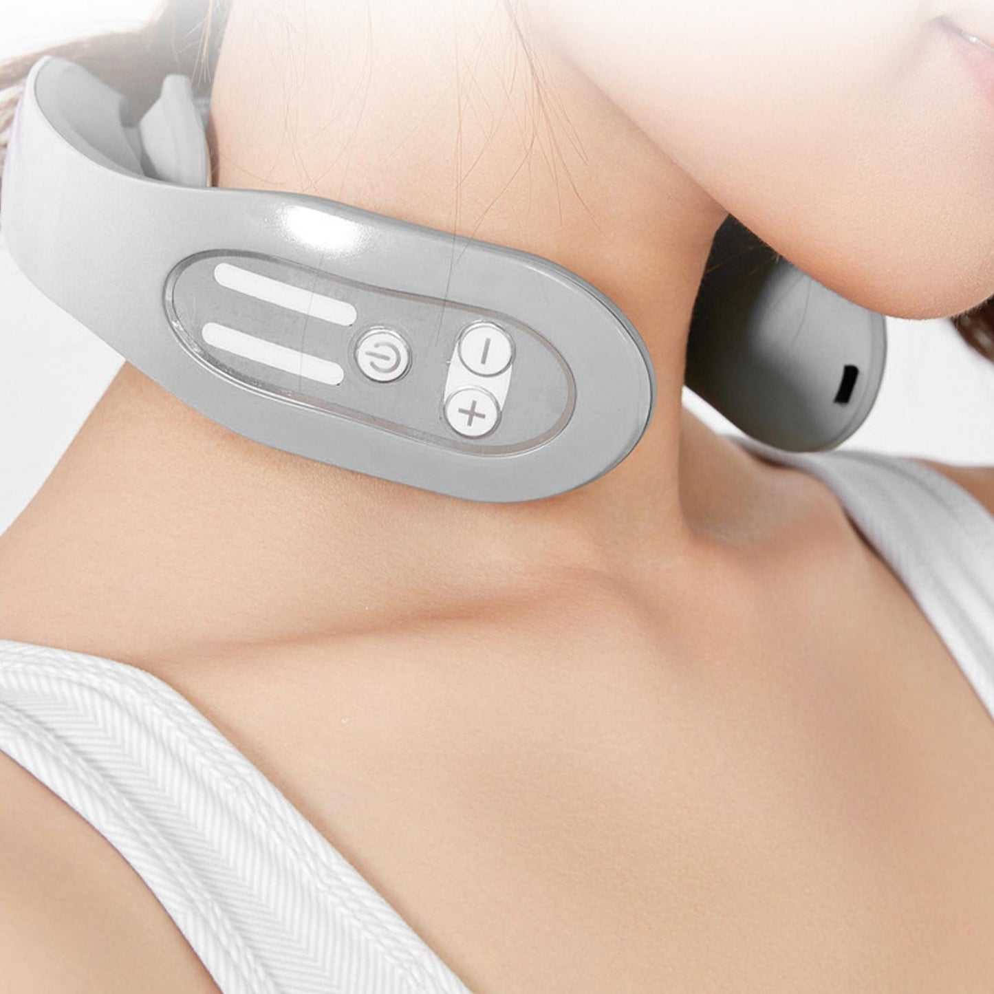 EMS Neck Acupoints Lymphvity Massager Device Intelligent Neck Massager with Heat Blue Hot Design