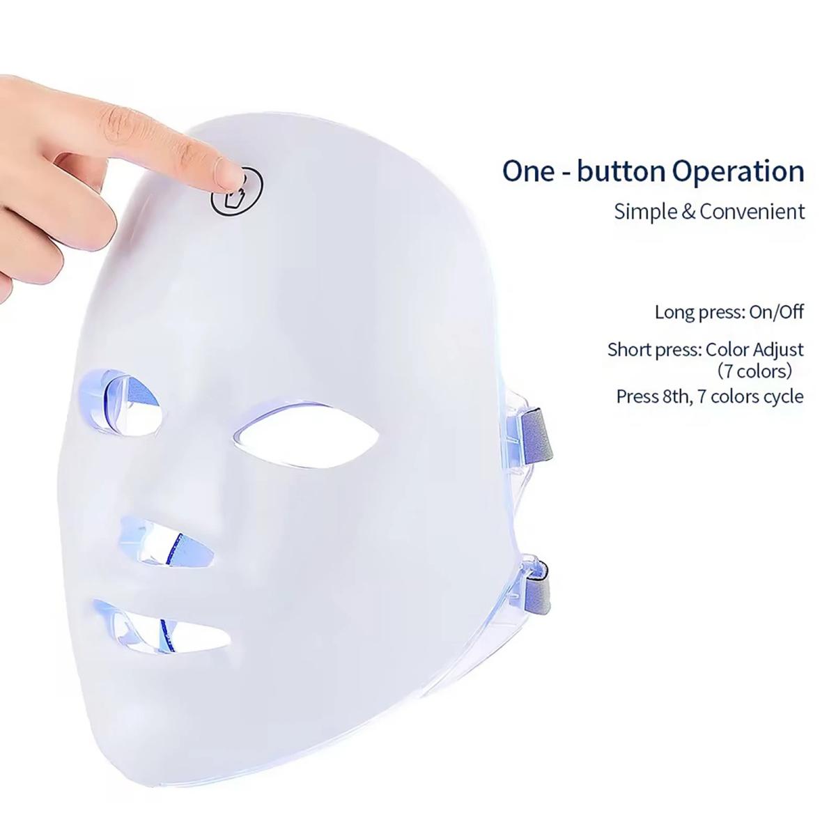 7 Color LED Light Photon Face Mask Neck Rejuvenation Skin Facial Wrinkle Therapy