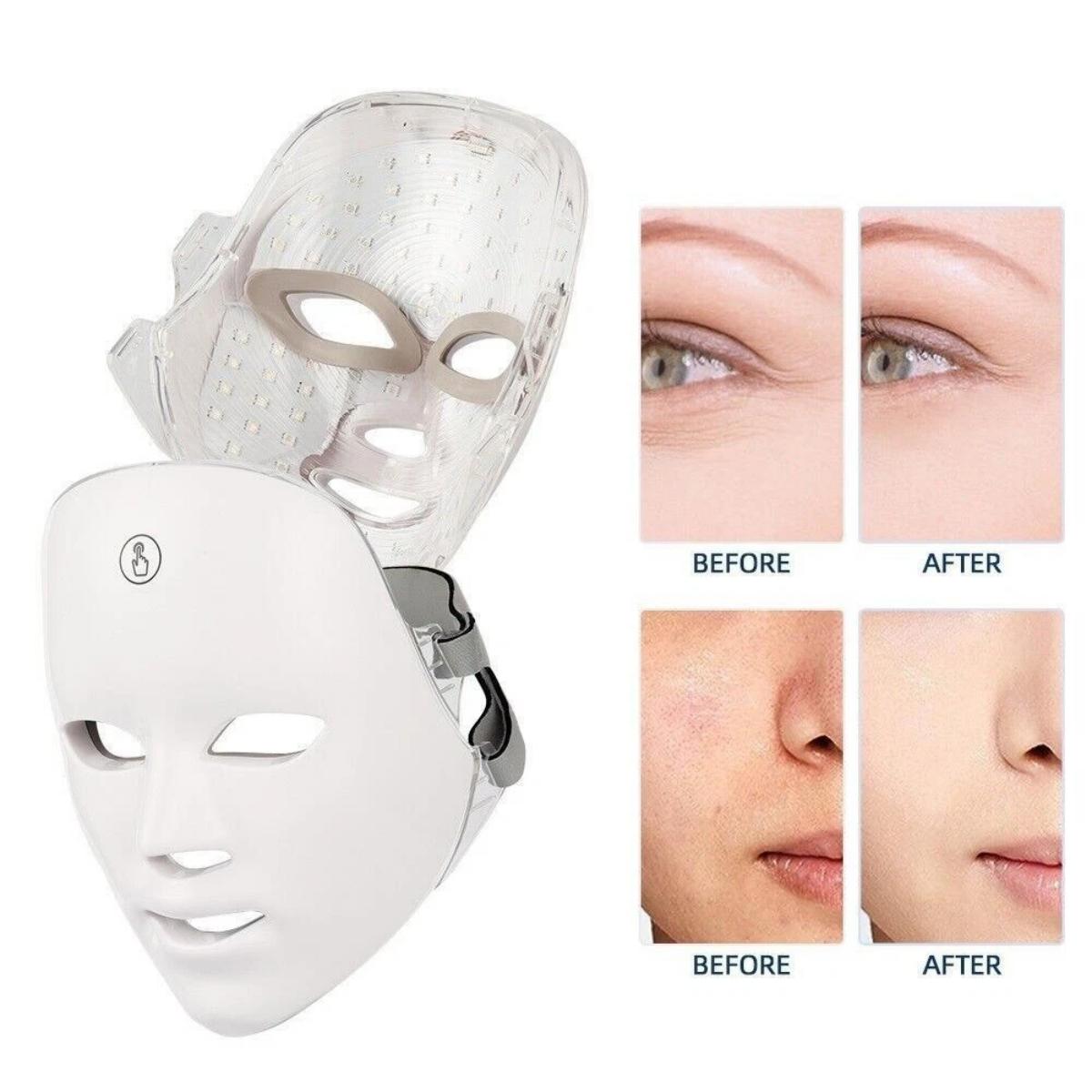 7 Color LED Light Photon Face Mask Neck Rejuvenation Skin Facial Wrinkle Therapy