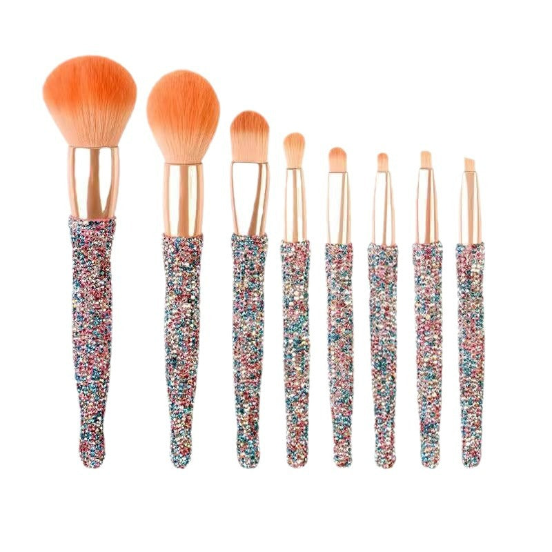 Light Luxury Diamond-Embedded Makeup Brush Set 8 High-End Makeup Brushes Suit