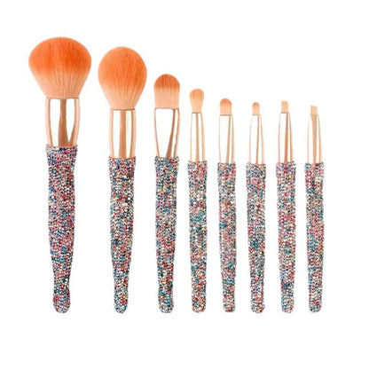 Light Luxury Diamond-Embedded Makeup Brush Set 8 High-End Makeup Brushes Suit