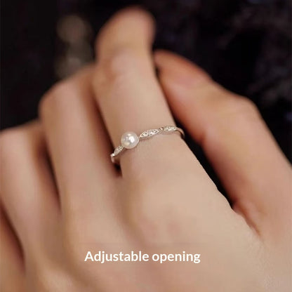 S925 Sterling Silver Versatile and Elegant Ring with Small Beads and Adjustable Opening