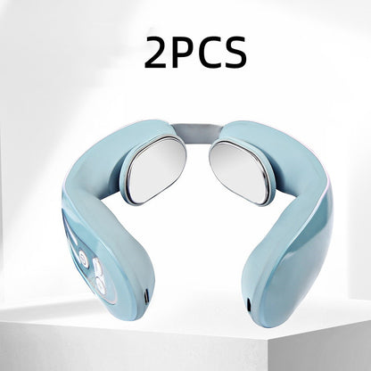 EMS Neck Acupoints Lymphvity Massager Device Intelligent Neck Massager with Heat Blue Hot Design