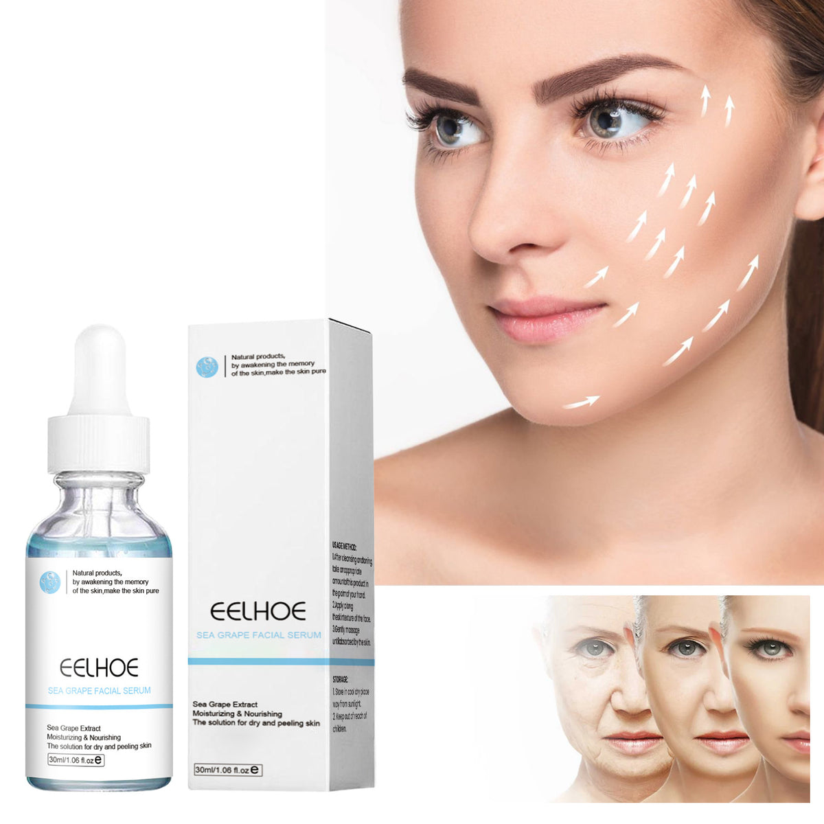 EELHOE Sea Grape Facial Essence Lifts and Tightens Wrinkles, Shrinks Pores, Repairs and Tender Skin