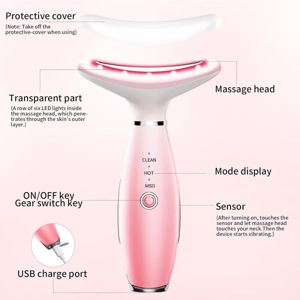 Facial and Neck Massager, Pink Neck Beauty Device