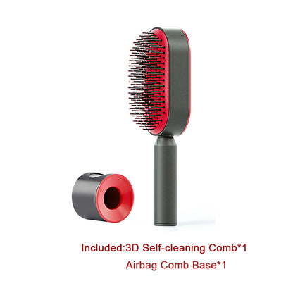 Self Cleaning Hair Brush for Women One-Key Cleaning Hair Loss Airbag Massage Scalp Comb Anti-Static Hairbrush