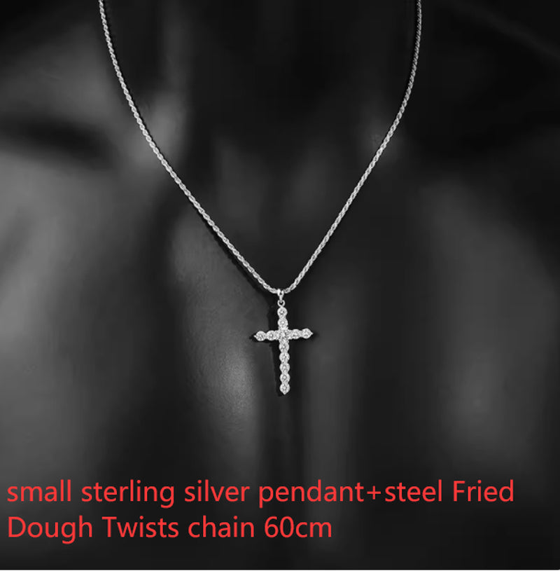 S925 Sterling Silver Cross Necklace for Men and Women
